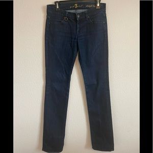 Womens 7 For All Mankind Straight Leg Low Rise Denim Blue Jeans Size 26